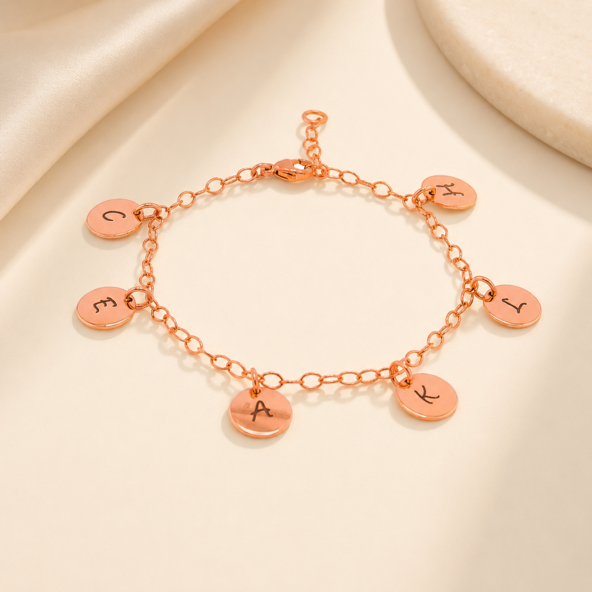 Grandma Family Monogram Bracelet, 3/8" Disc
