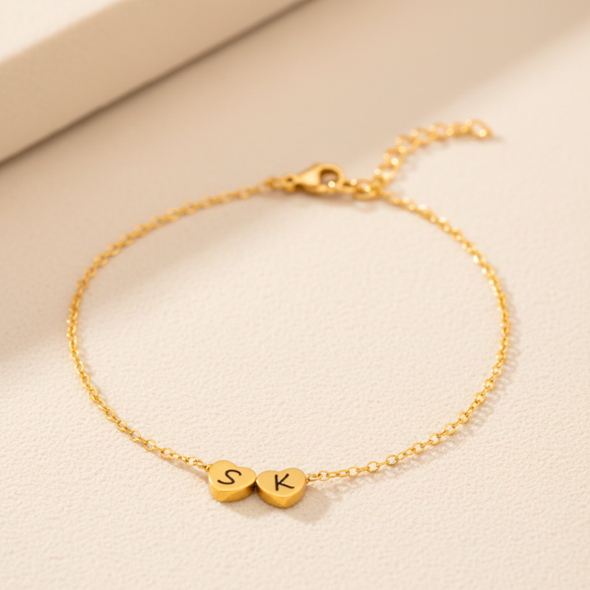 Custom Initial Heart Charm Bracelet