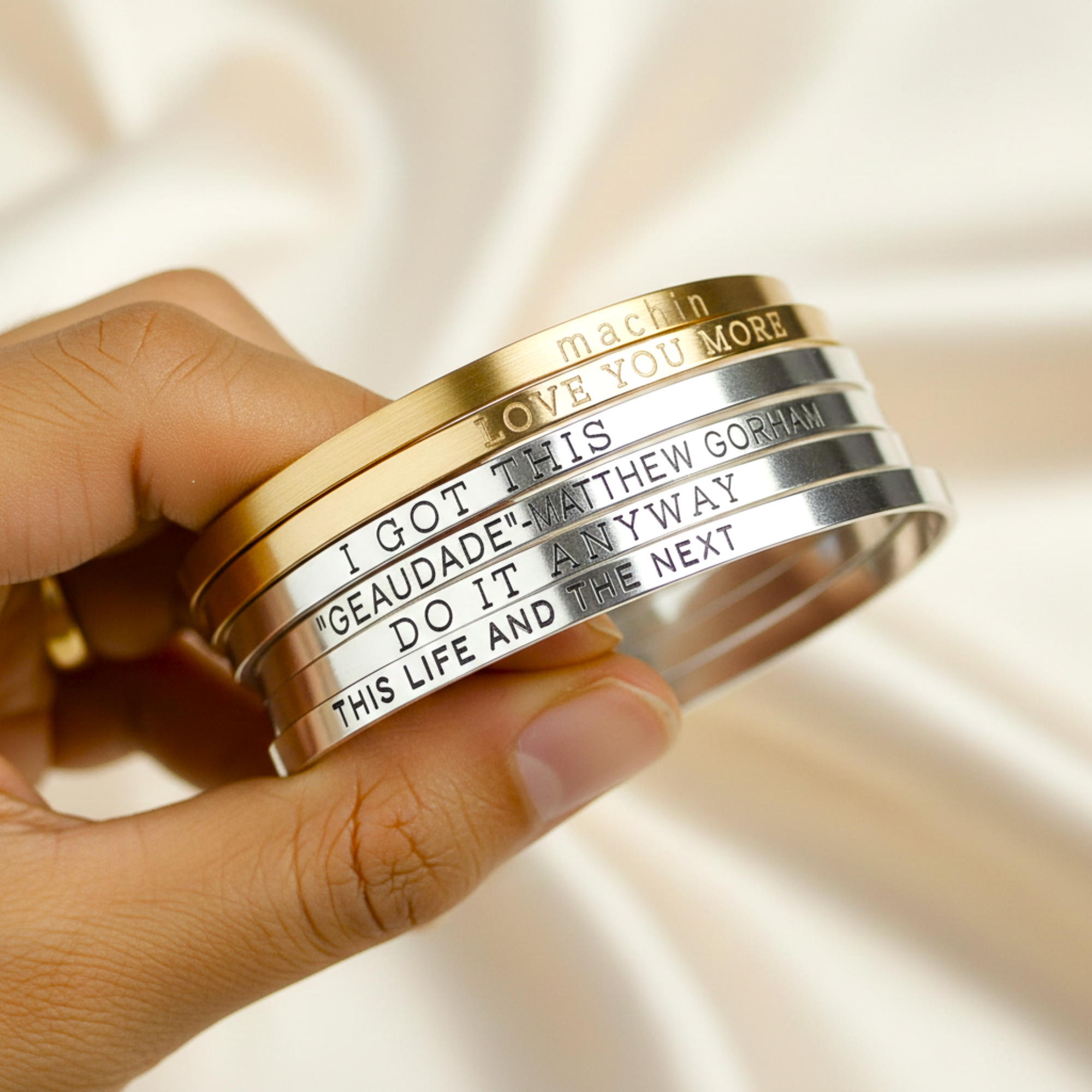 Personalized Narrow Cuff Bracelet, 4mm