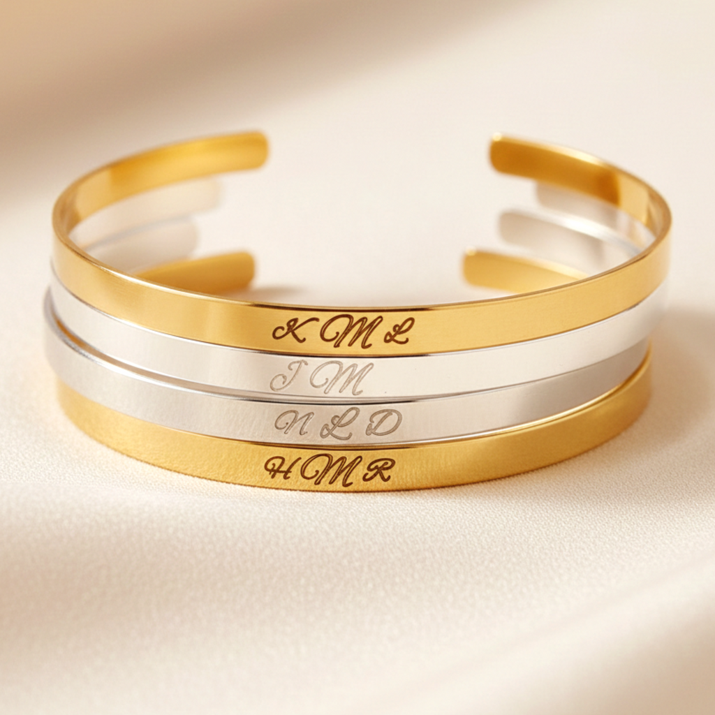 Personalized Inspirational  Mantra Cuff Bracelet, 5mm