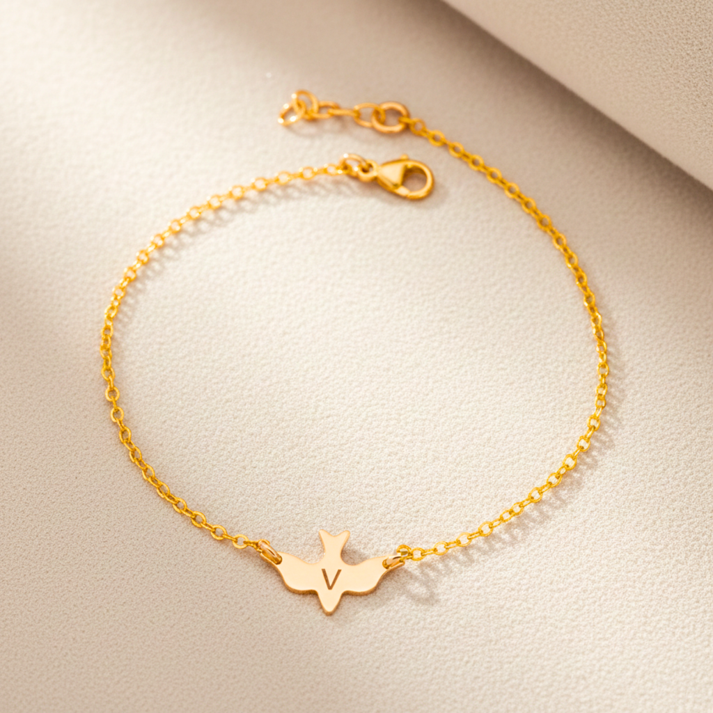 Small Soar Bird Anklet, Delicate Gold Bird Anklet, Silver or Rose Gold Flying Dove Bird Charm, Graduation Birthday Gift, Symbol of Freedom