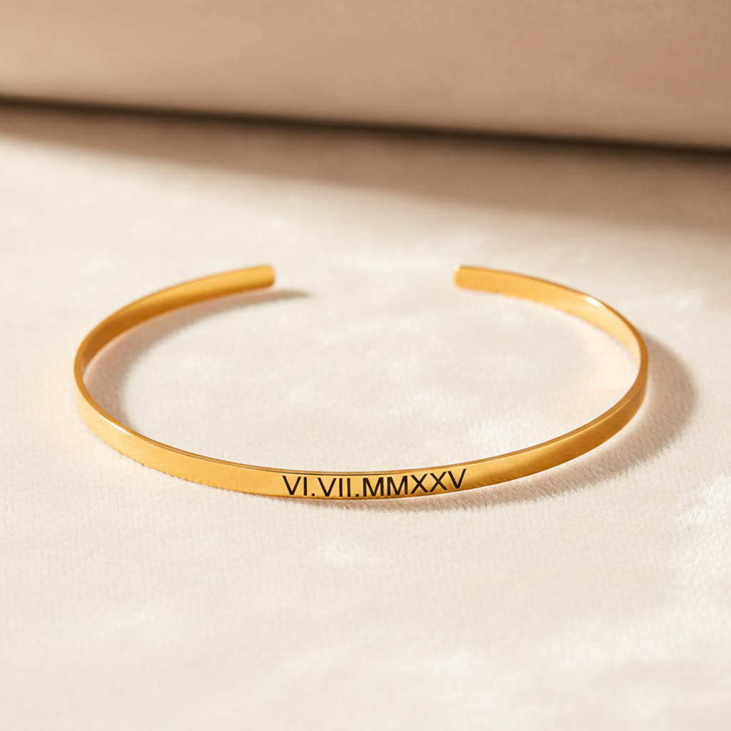 Personalized Skinny Cuff Bracelet, 3mm