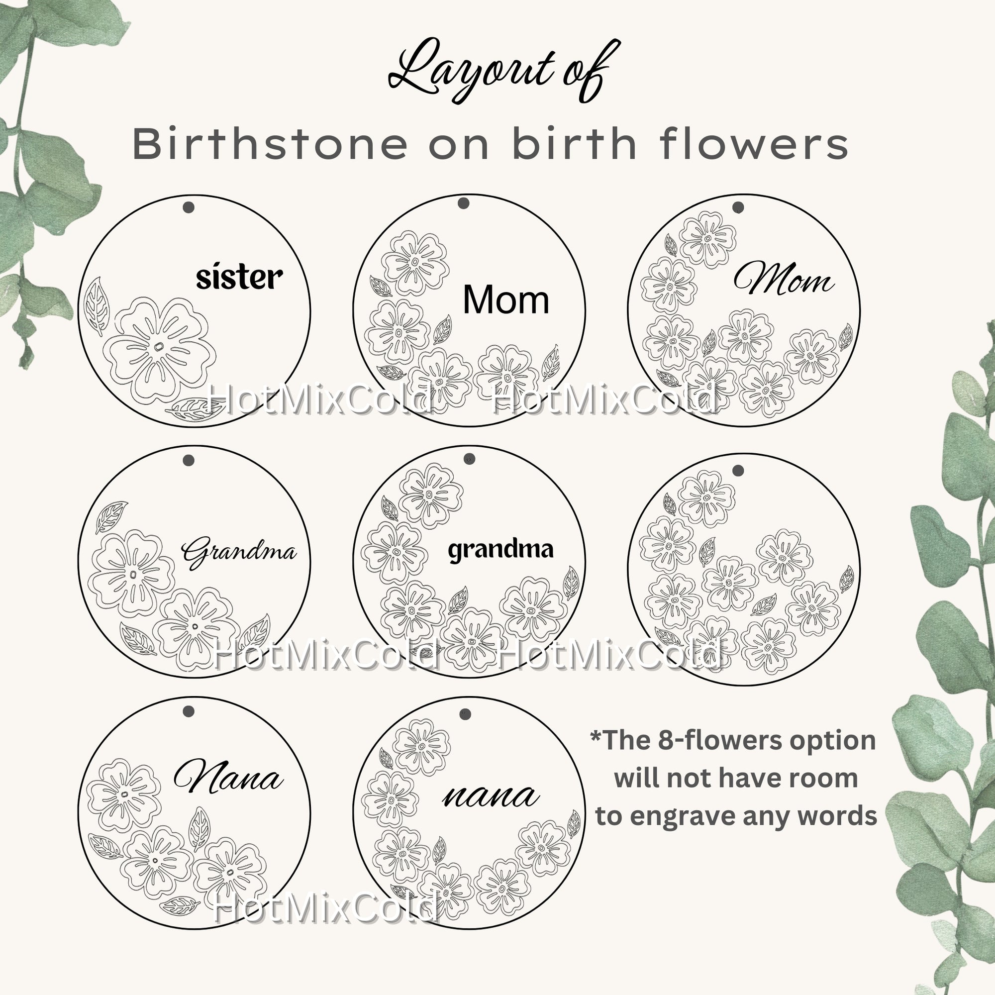 Birth Flower Circle Disc Pendant Necklace, 1-inch Disc