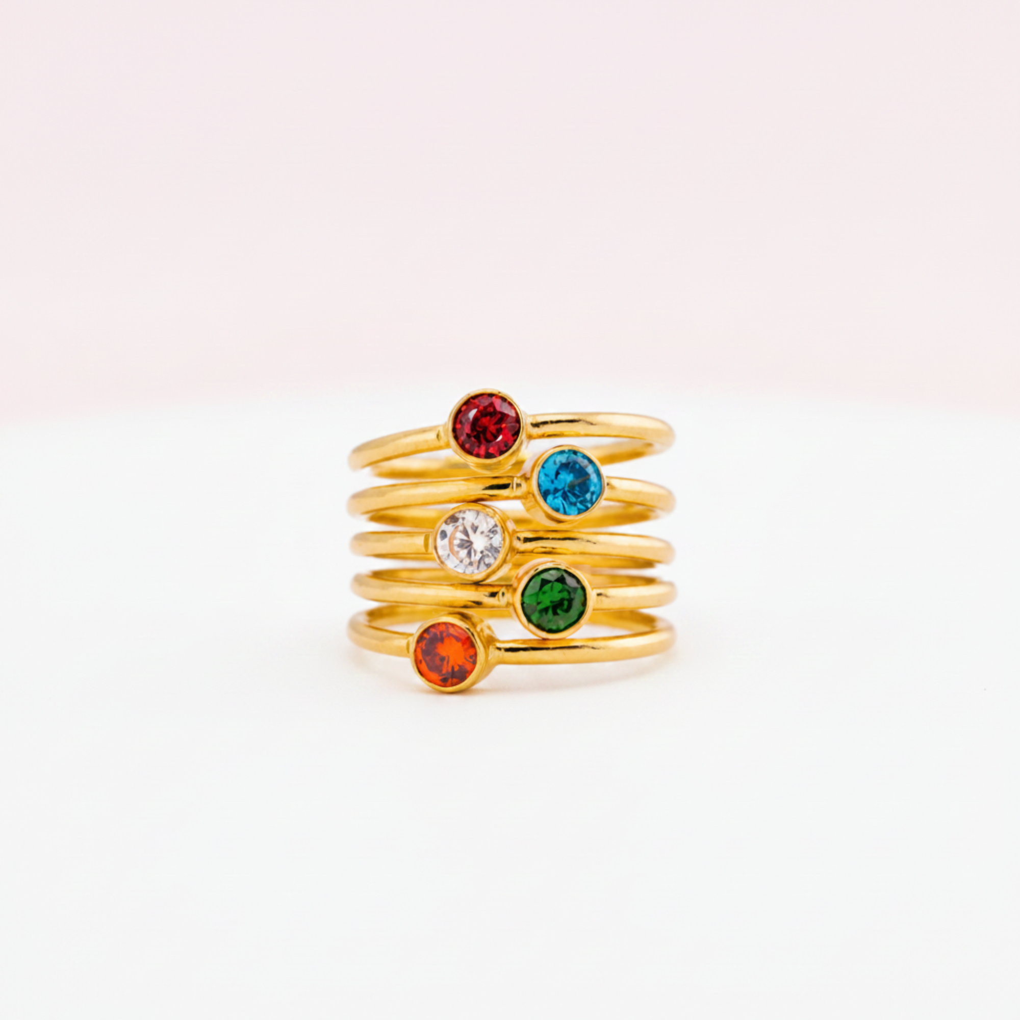 Birthstone Ring, Stacking Bezel Ring, Delicate Wire Ring with CZ Gemstone, Custom Stackable Ring