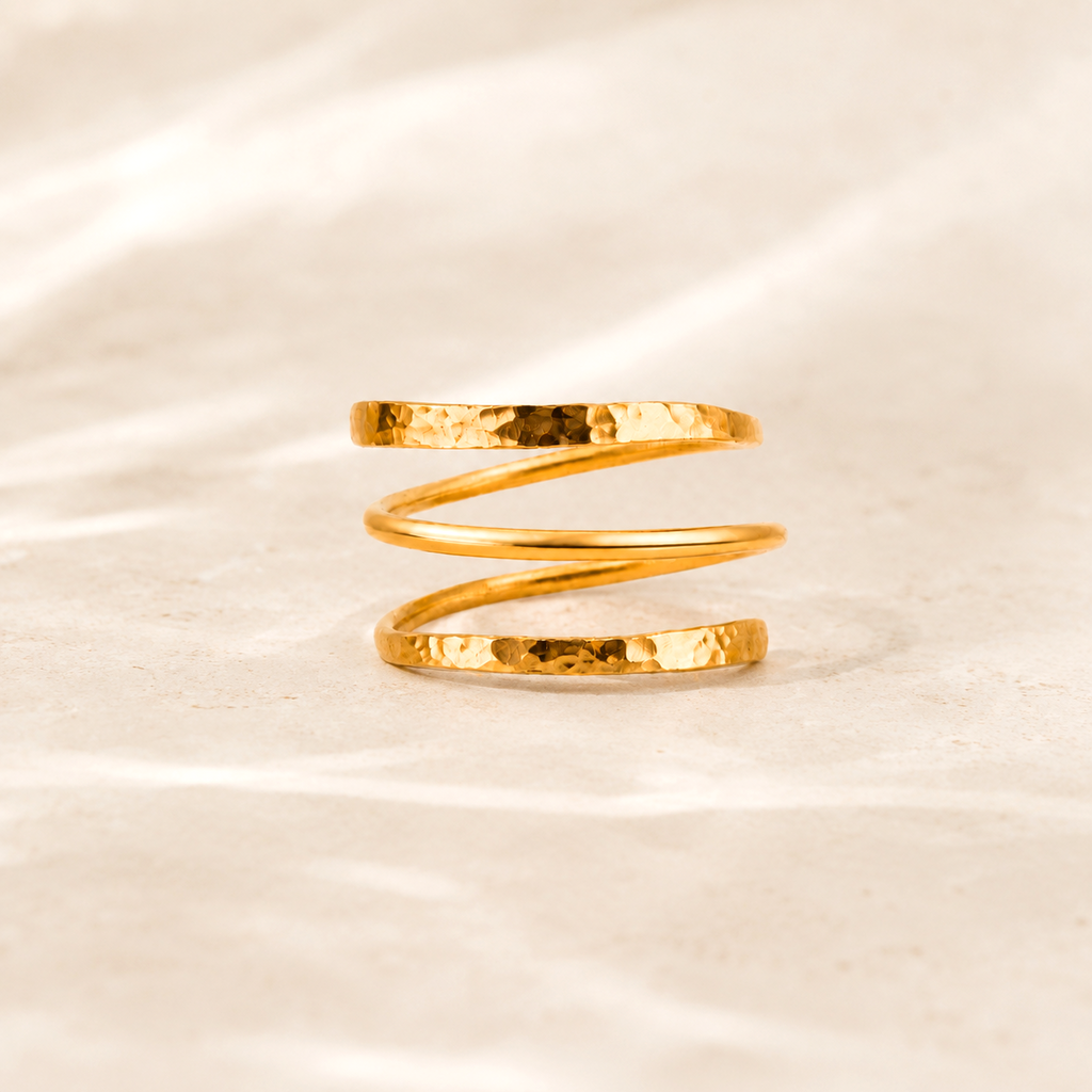 Delicate Hammered Triplet Wrap Ring