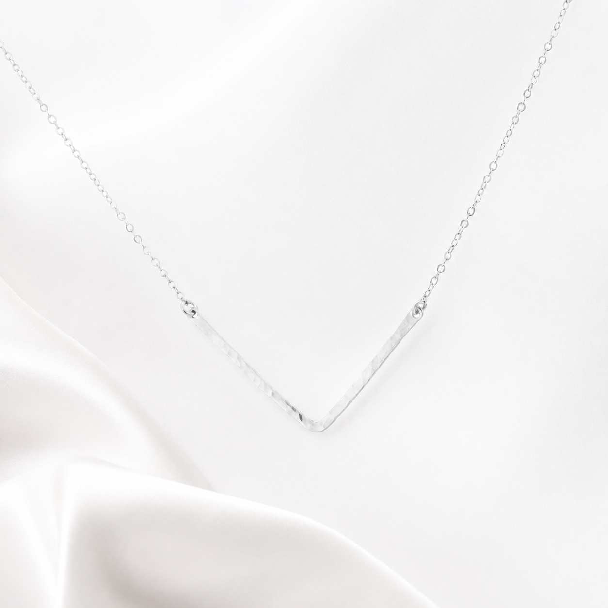 Delicate Chevron Necklace, Modern Hammered V Bar Jewelry, Dainty Layering Necklace