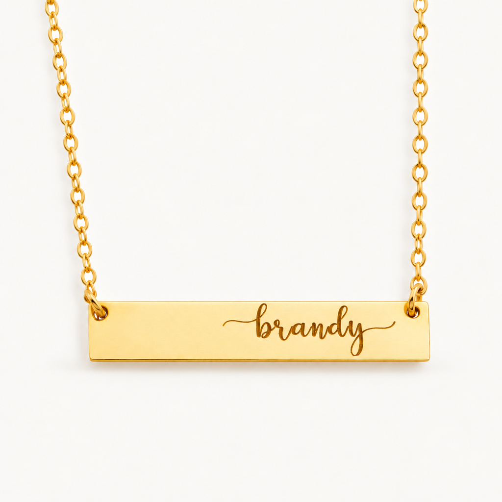 Personalized Name Bar Necklace – Engraved Script