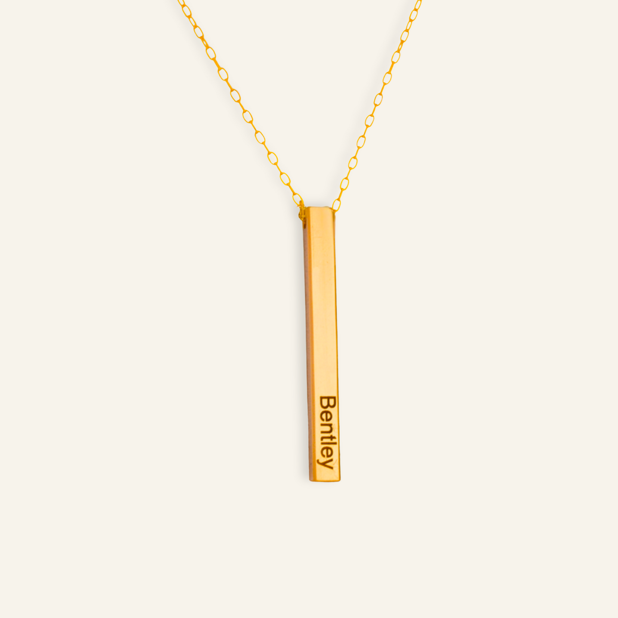 Customized 4-Sided Name Bar Necklace, 1.5-inch 3D Bar