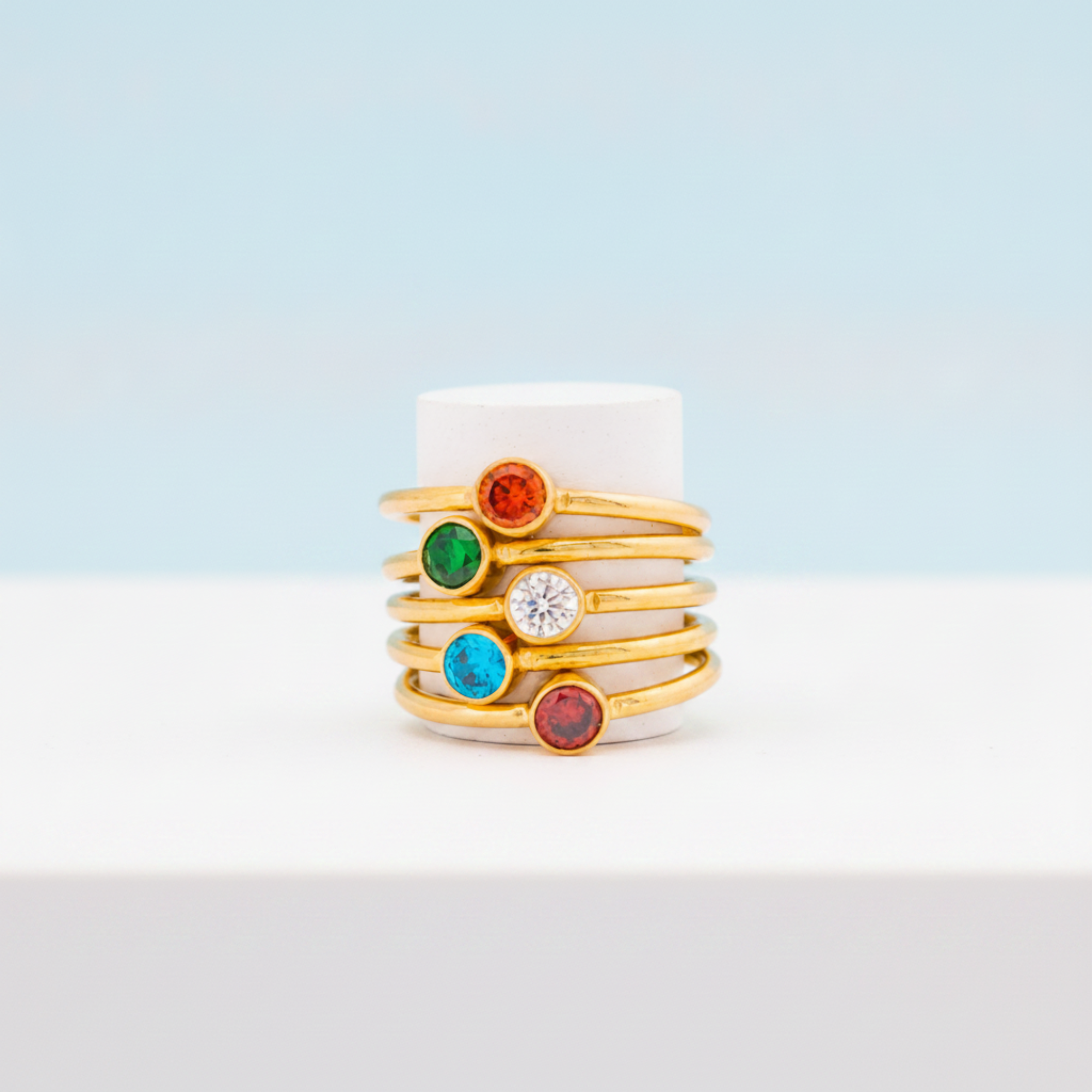 Birthstone Ring, Stacking Bezel Ring, Delicate Wire Ring with CZ Gemstone, Custom Stackable Ring