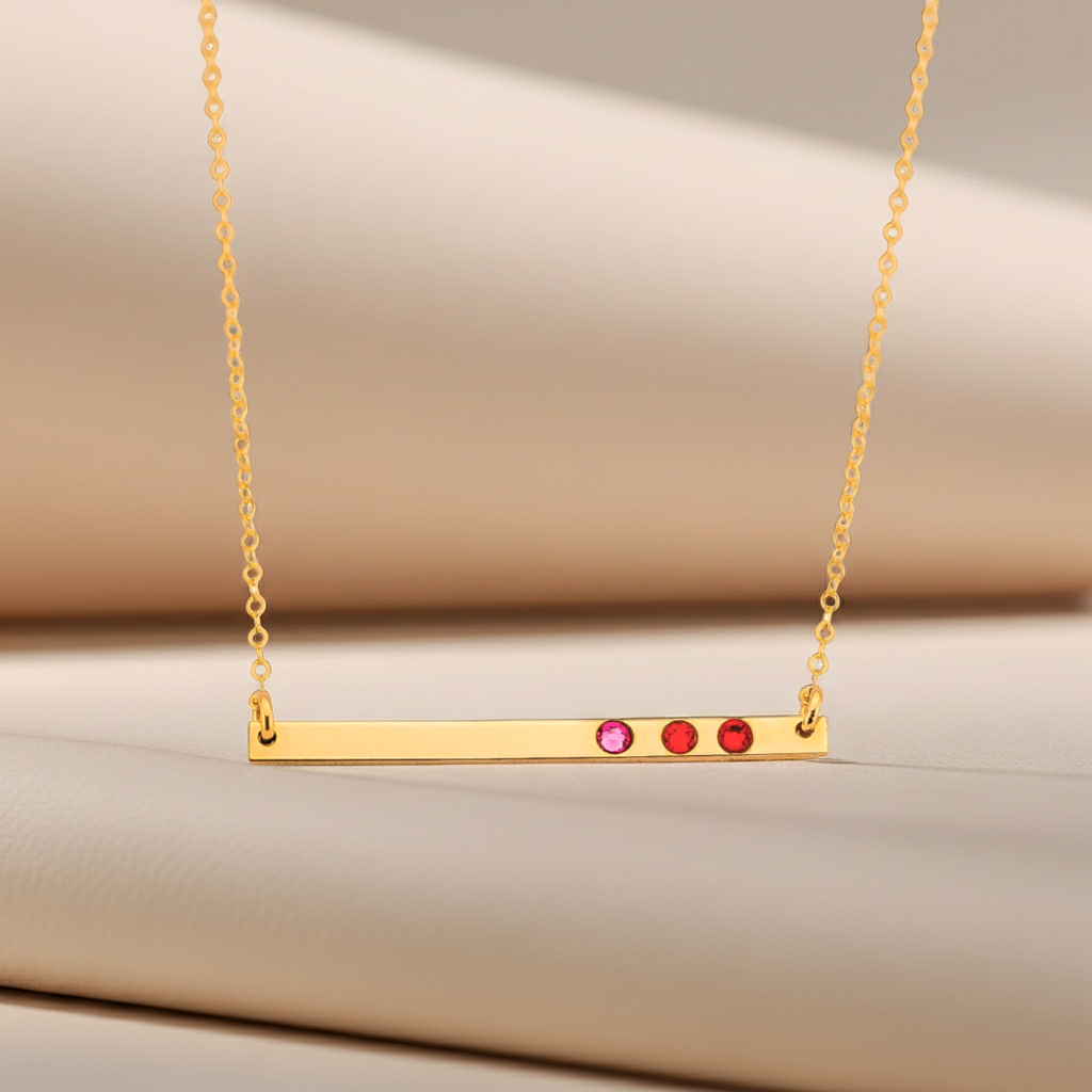 Skinny Long Bar with Birthstone, 1.5" Bar