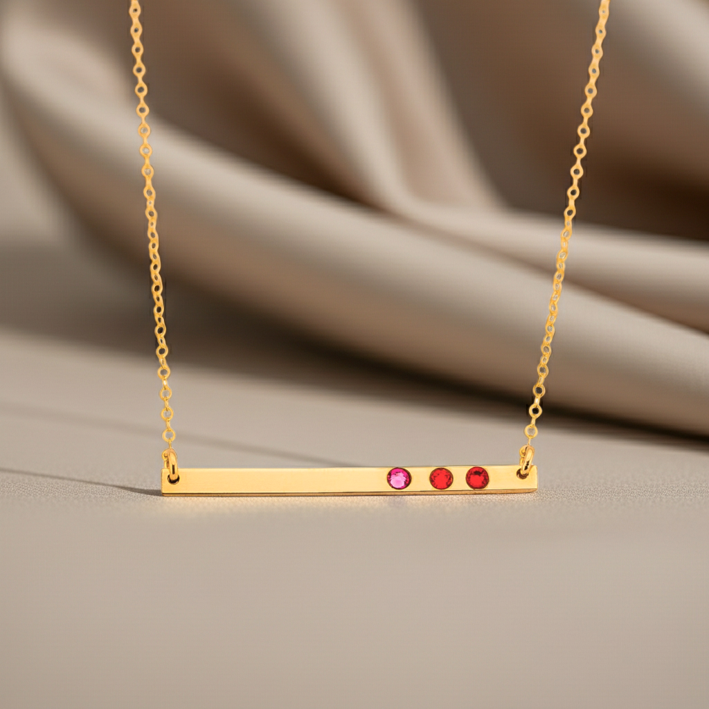 Skinny Long Bar with Birthstone, 1.5" Bar