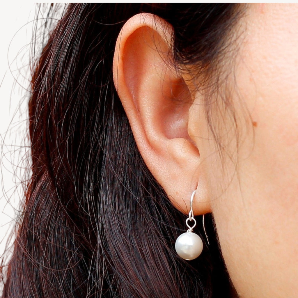 Simple Dangle Crystal Pearl Earrings