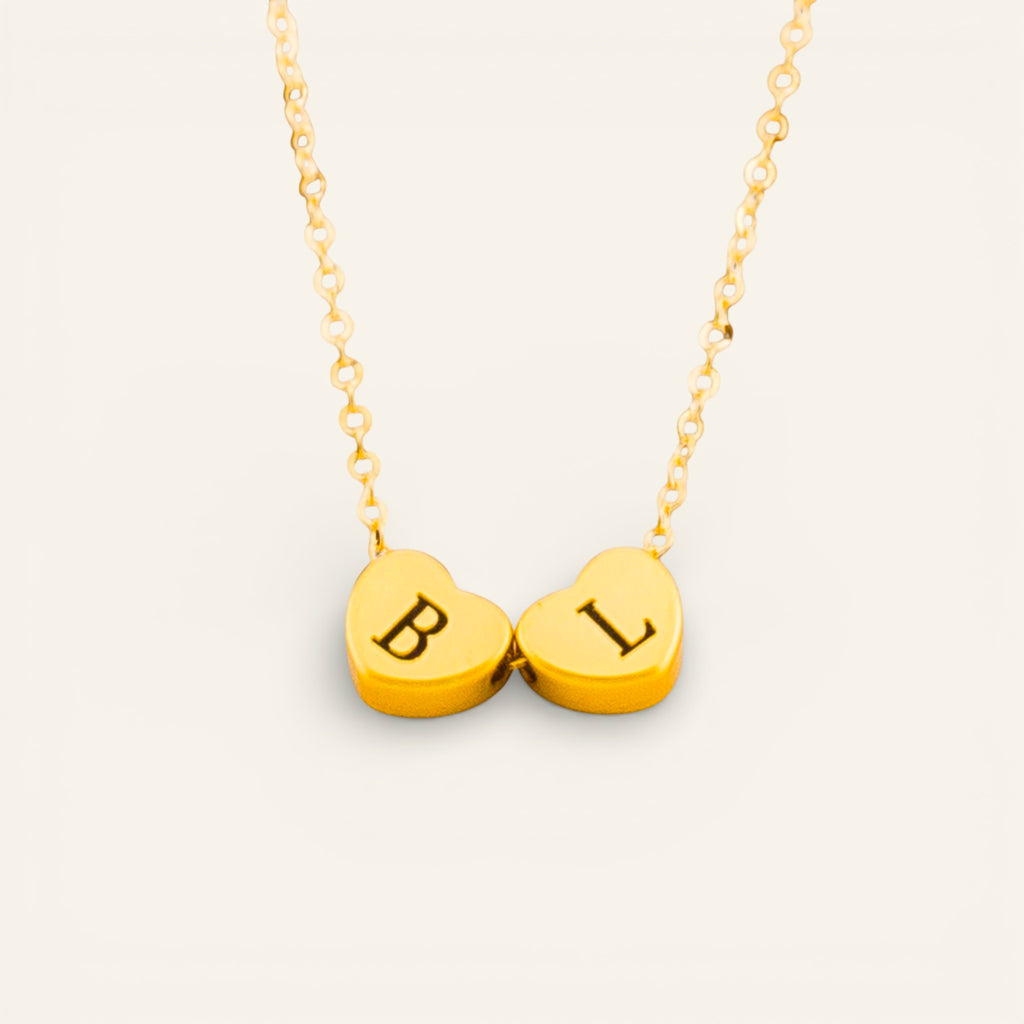 Customized Tiny Heart Bead Initial Necklace