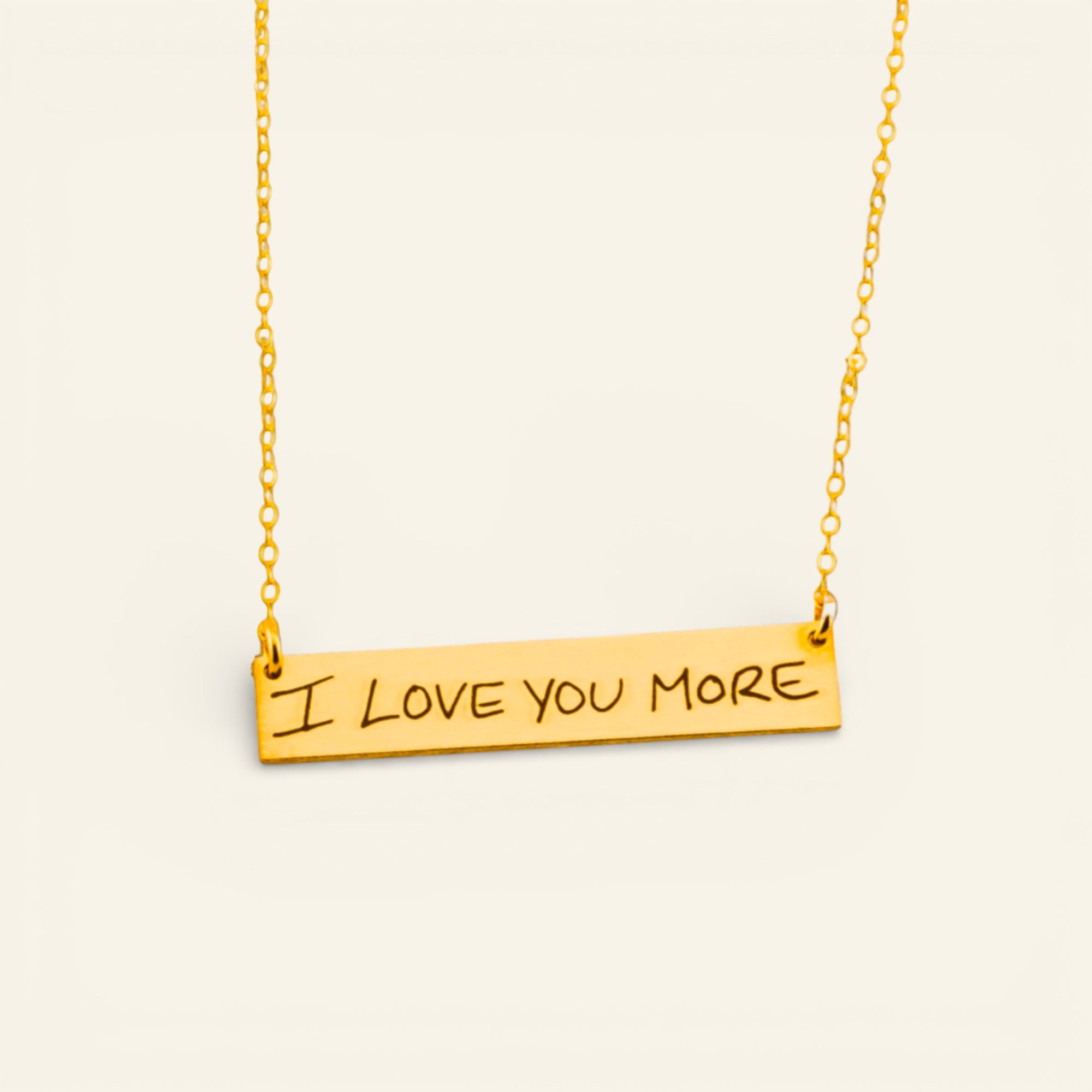 Personalized Actual Handwritten Rectangle Bar Necklace, 1.5" Bar