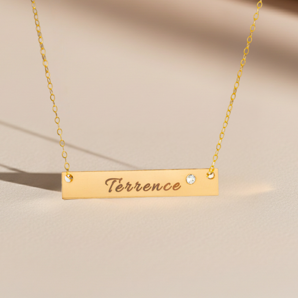 Nameplate Bar with Crystal Necklace, 1.5" Bar