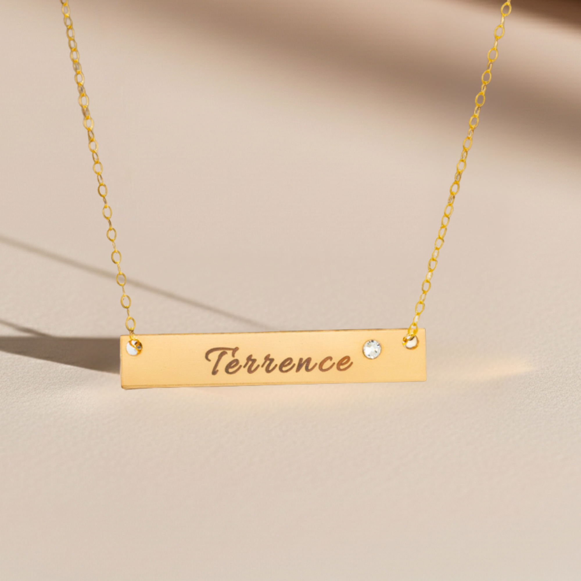 Nameplate Bar with Crystal Necklace, 1.5" Bar