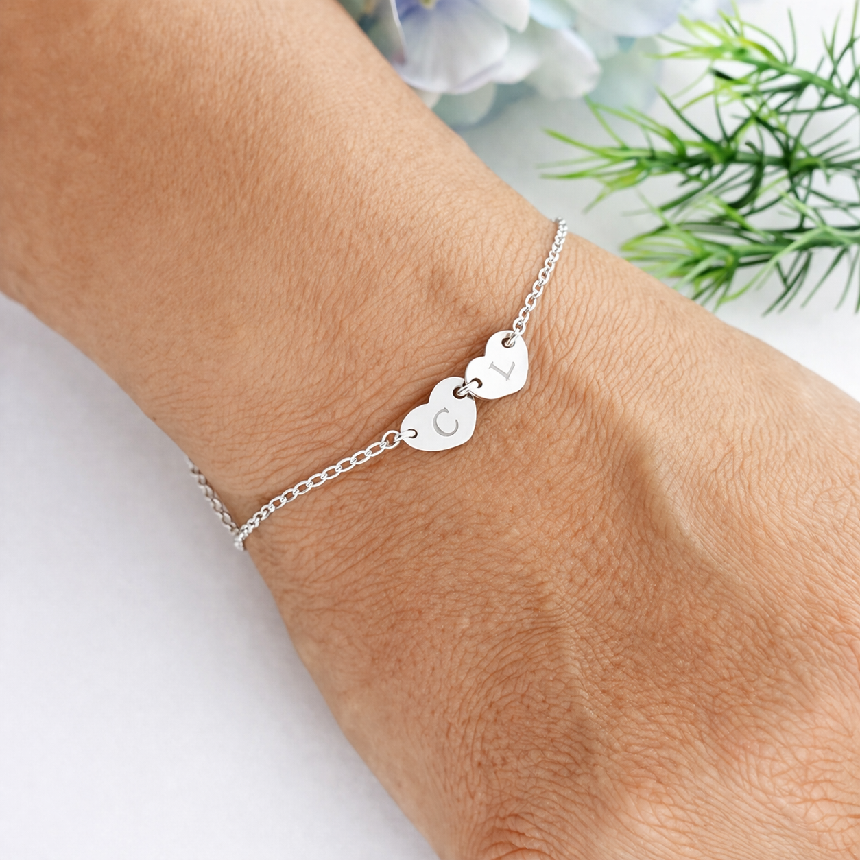 Personalized Initial Heart Charm Bracelet