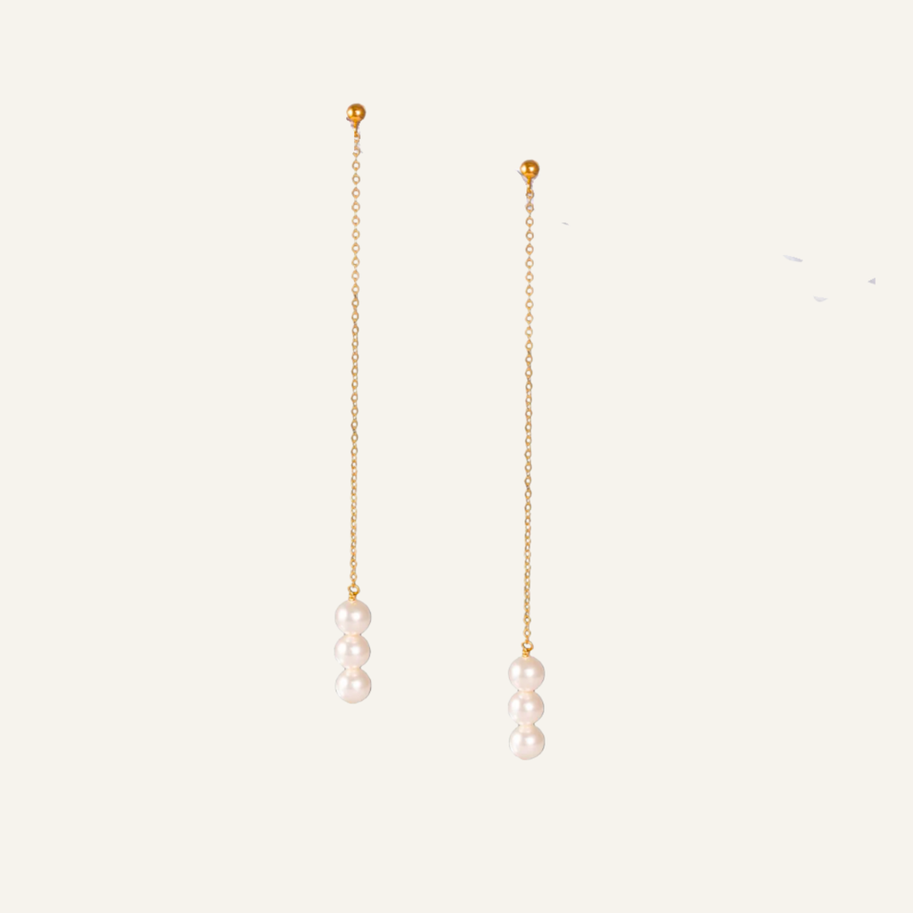 Pearl Drop Chain Earrings