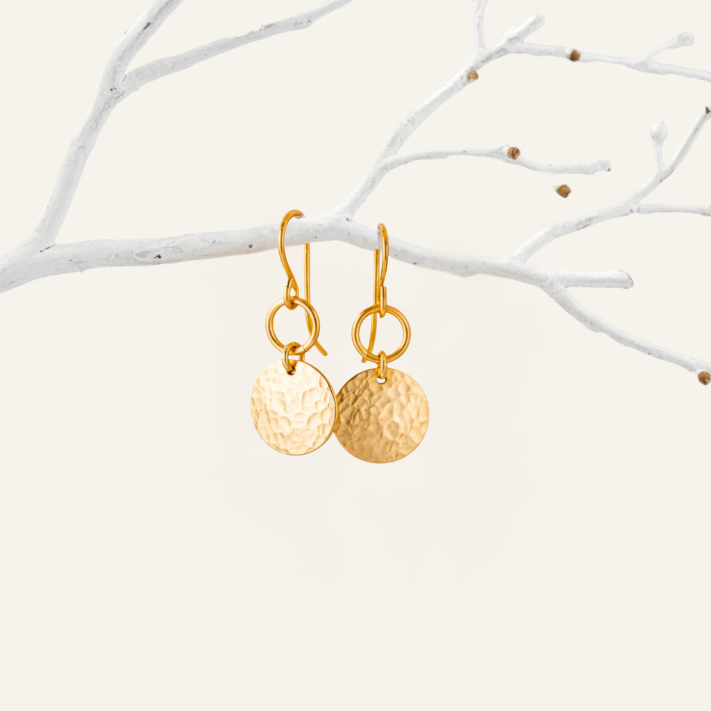 Hammered Disc and Circle Ring Earrings