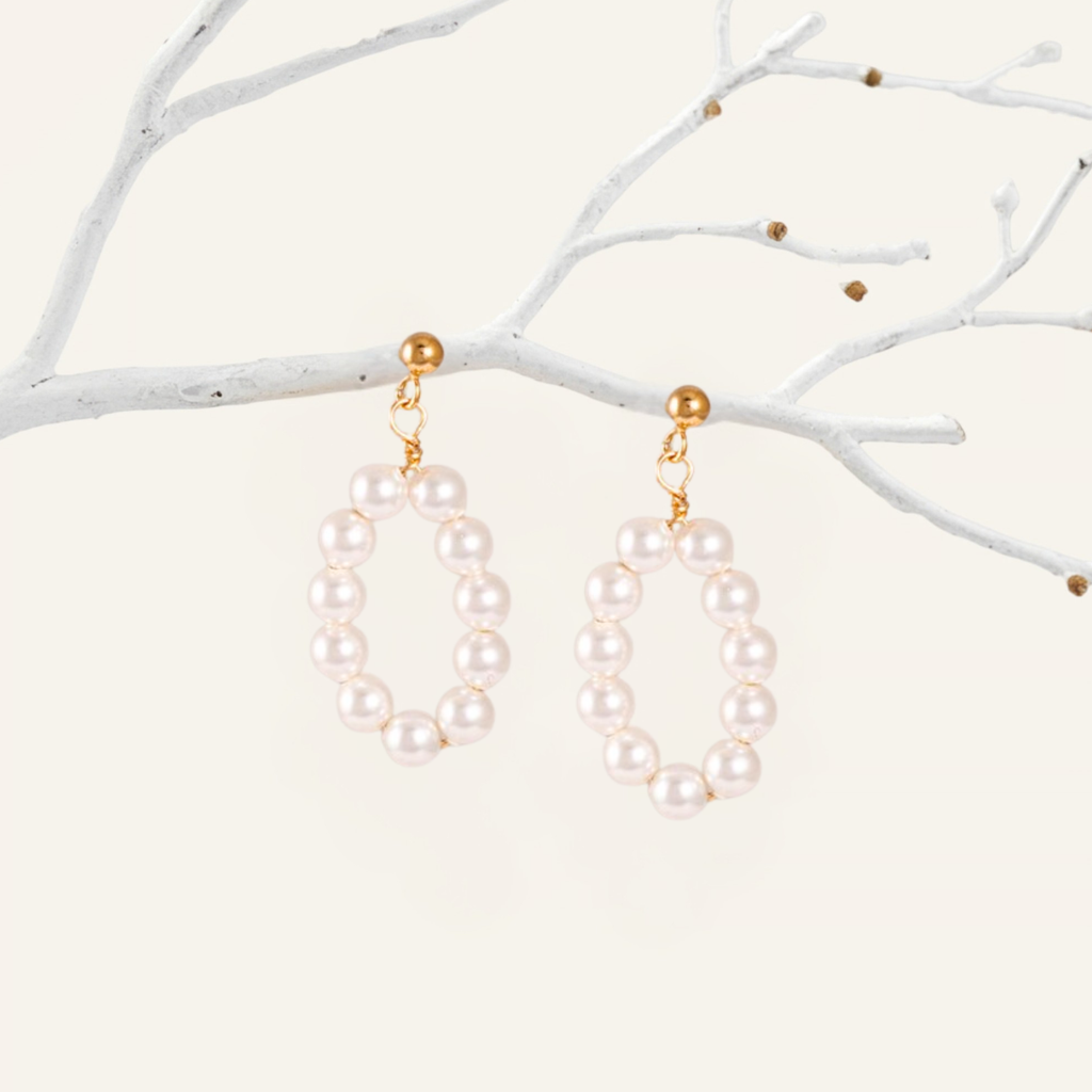 Pearl Dangle Stud Earrings