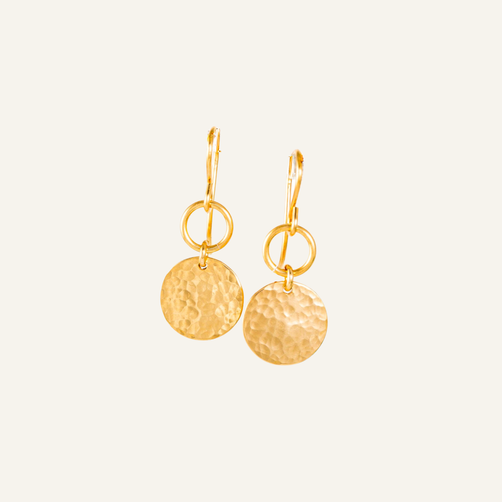 Hammered Disc and Circle Ring Earrings