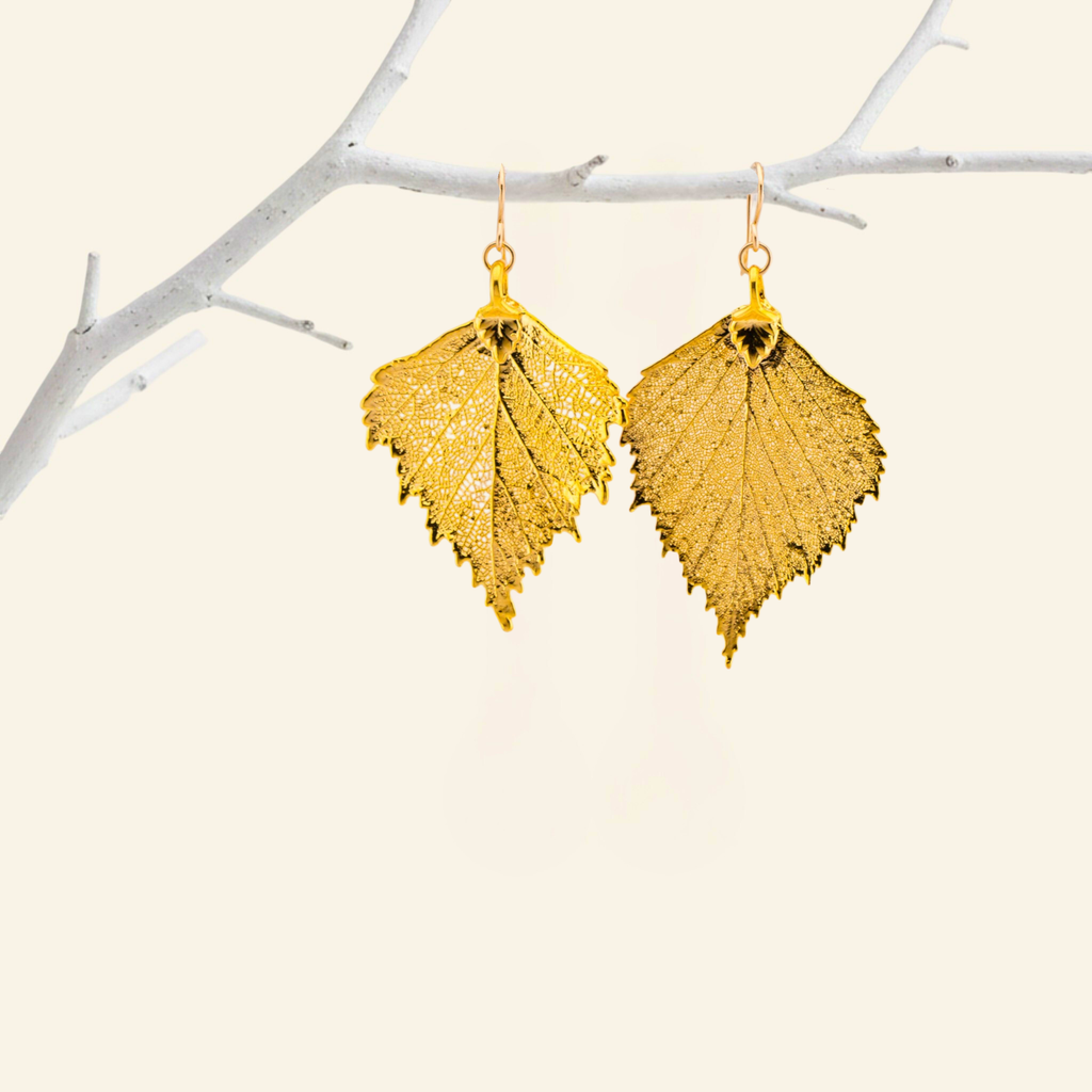 Actual Leaf Dangle Earrings
