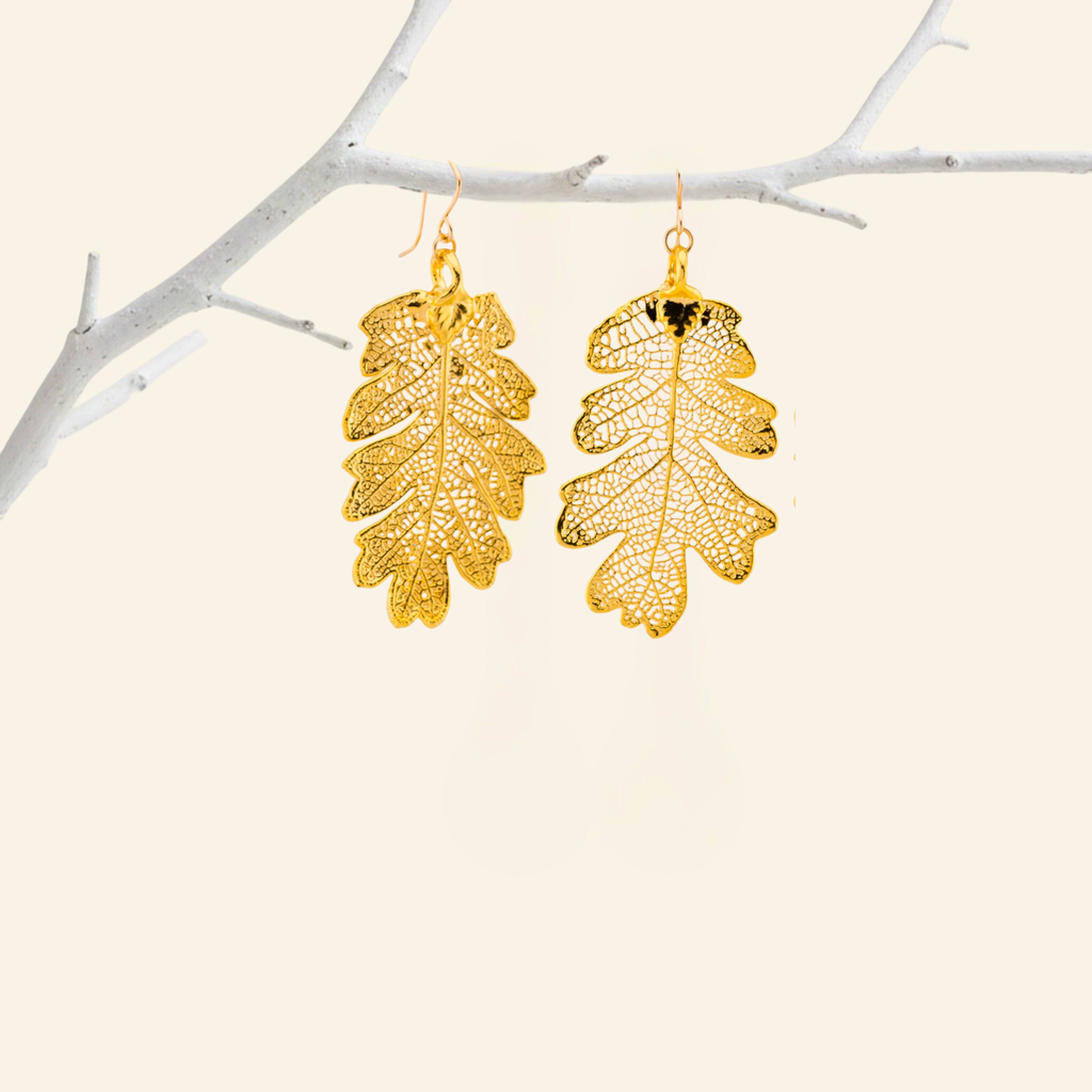 Actual Leaf Dangle Earrings
