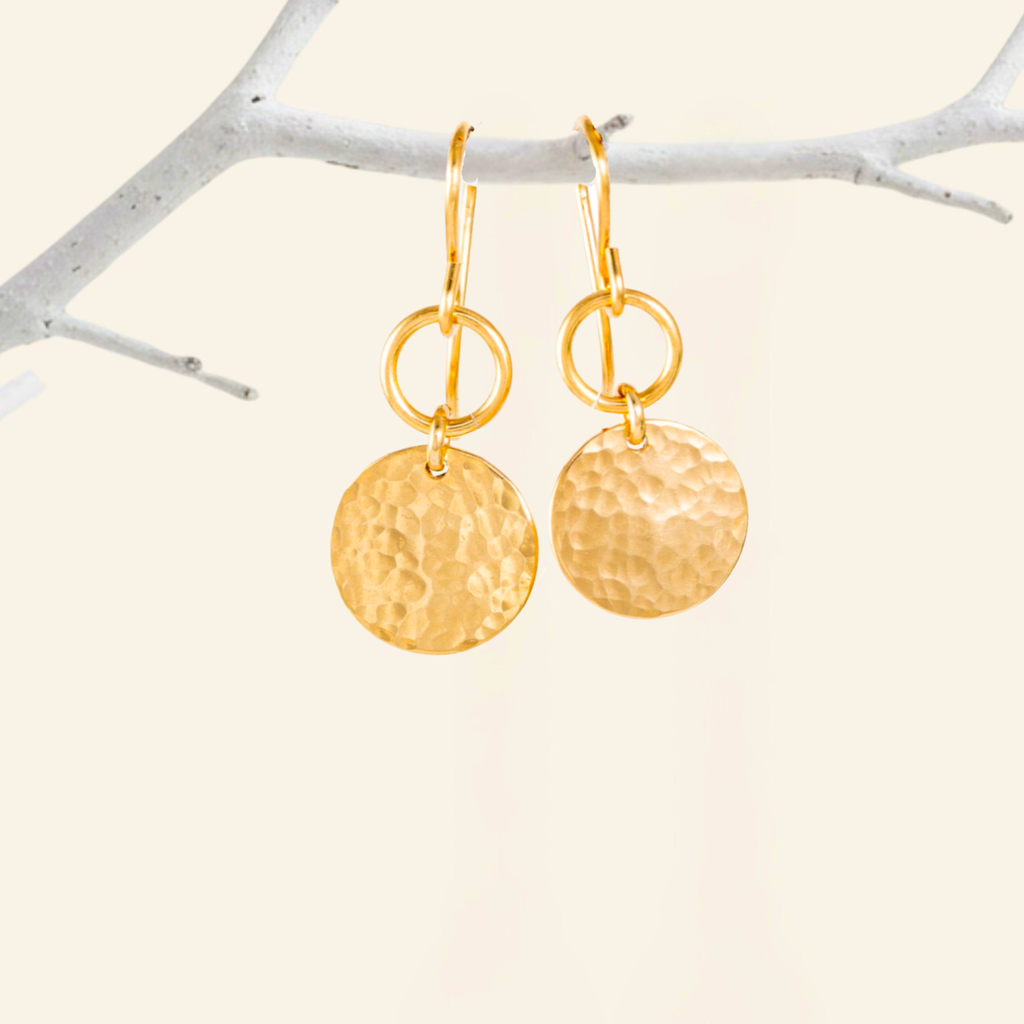 Hammered Disc and Circle Ring Earrings