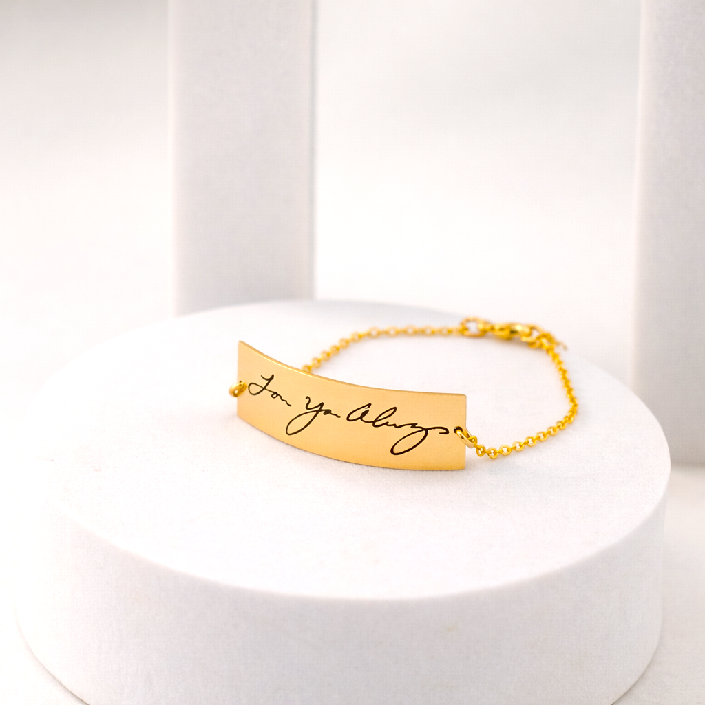 Actual Signature or Handwriting Bracelet, 2-inch bar