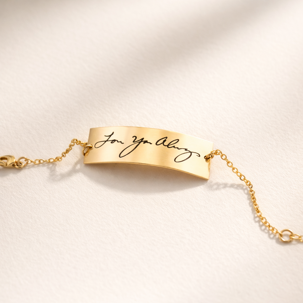 Actual Signature or Handwriting Bracelet, 2-inch bar