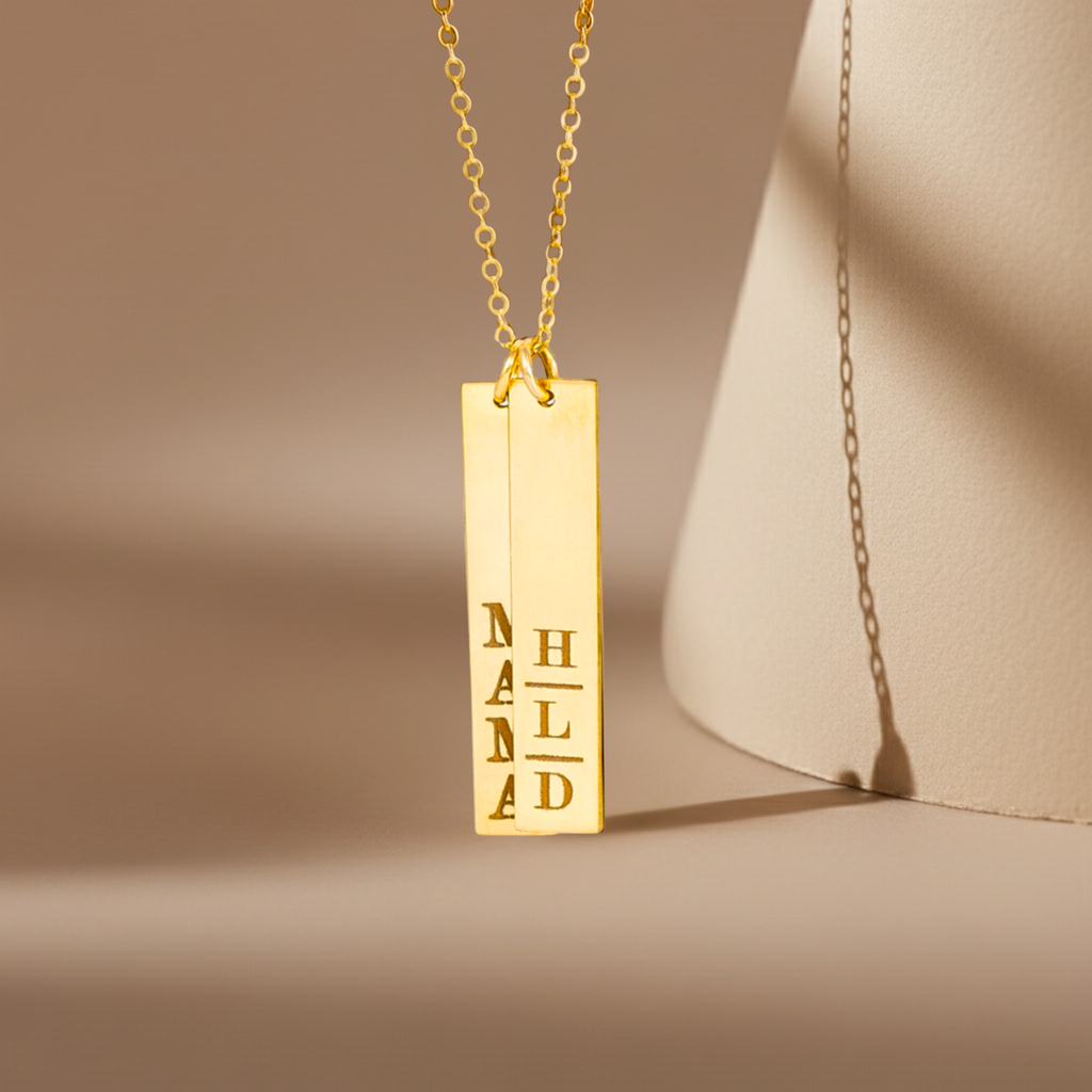 Multiple Vertical Nameplate Bars Necklace, 1.25-inch Bar