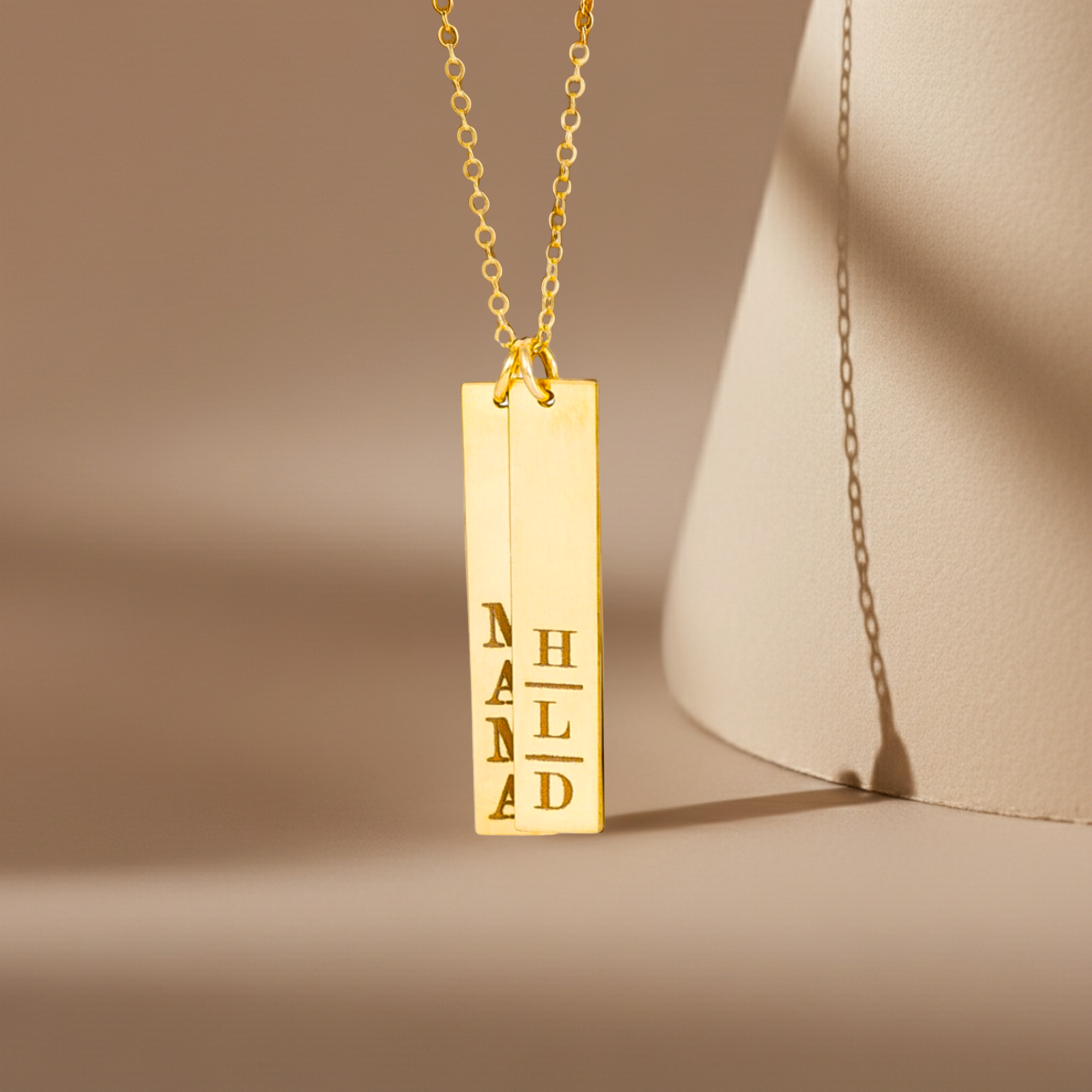 Multiple Vertical Nameplate Bars Necklace, 1.25-inch Bar