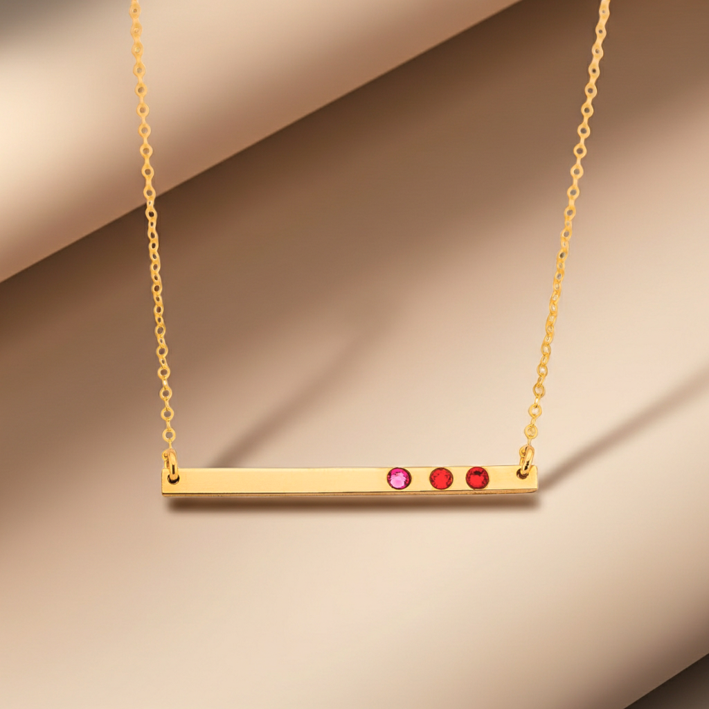 Skinny Long Bar with Birthstone, 1.5" Bar