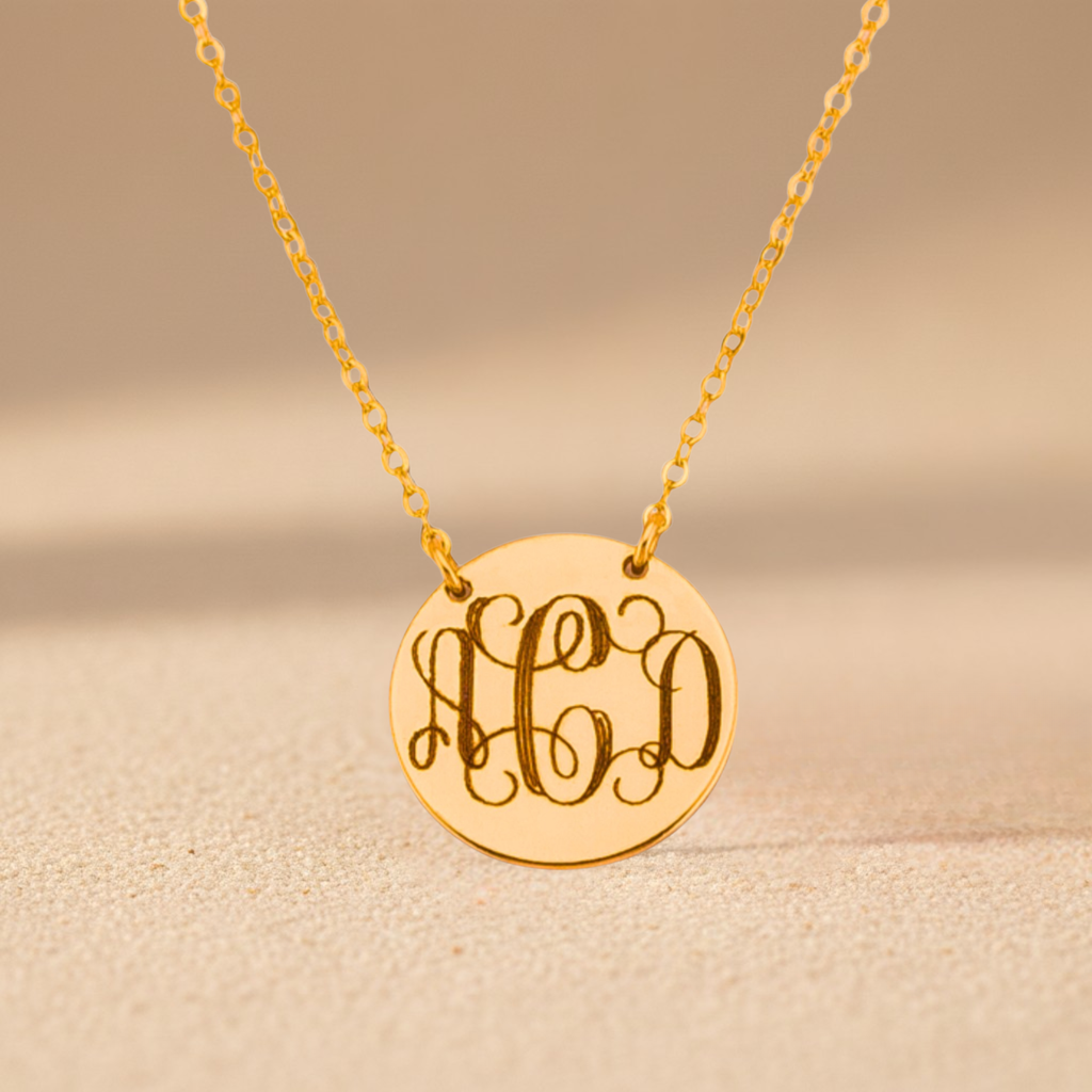 Interlocking Monogram Necklace, 5/8" Disc