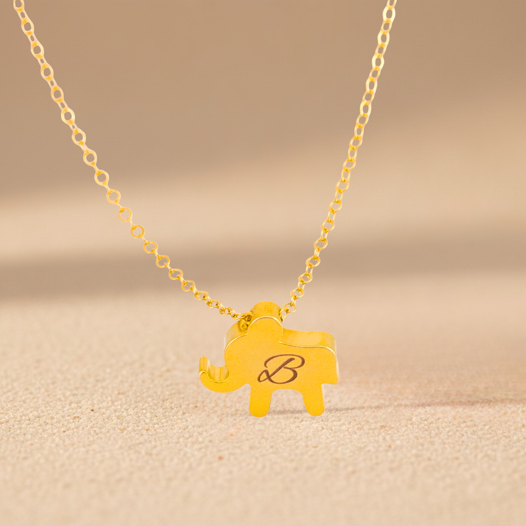 Personalized Initial Elephant Necklace