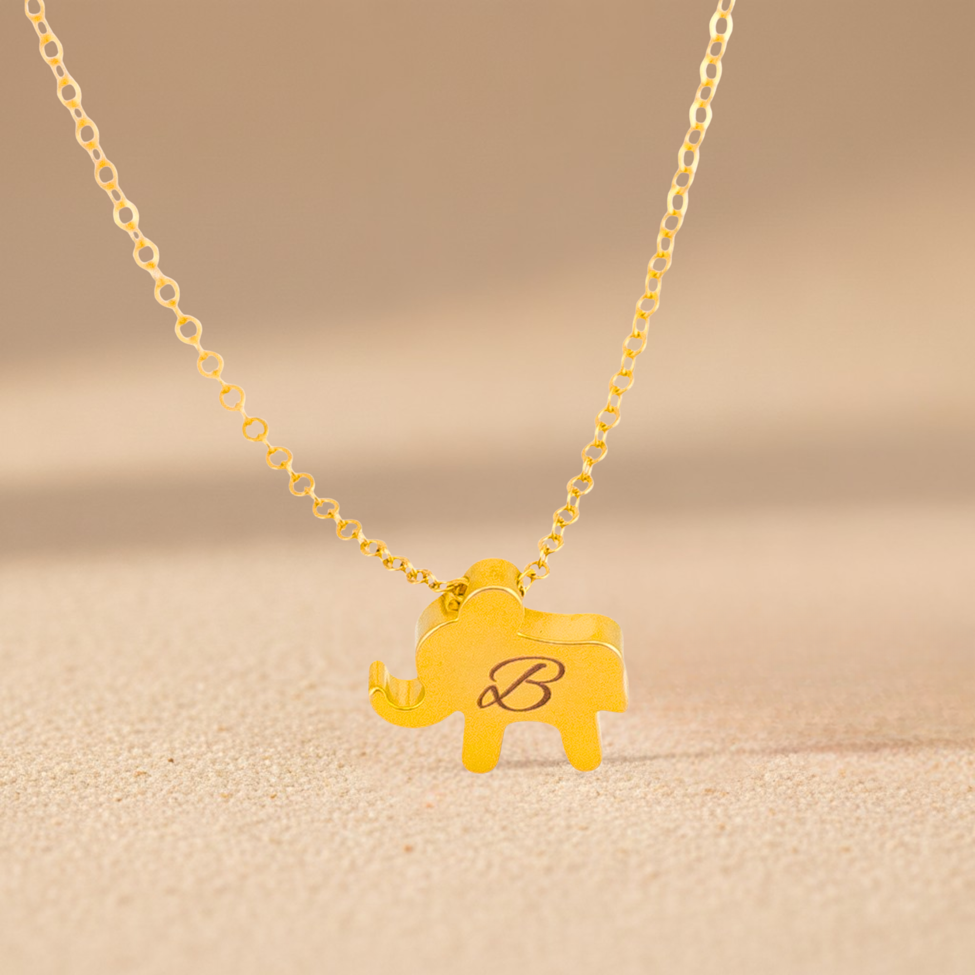 Personalized Initial Elephant Necklace
