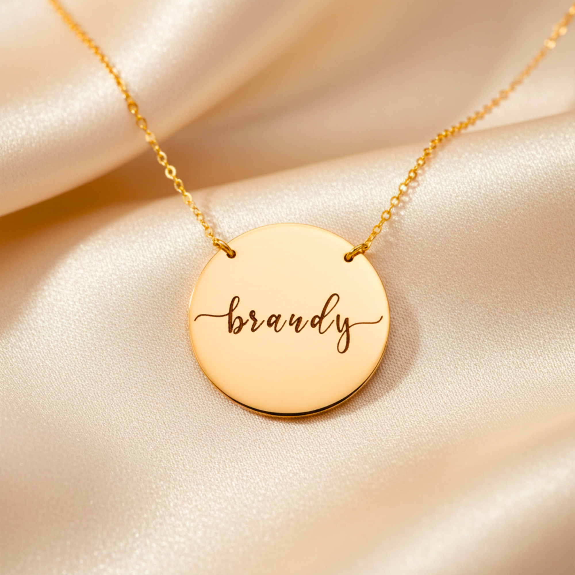 Personalized Large Circle Name Necklace, 1-inch Disc