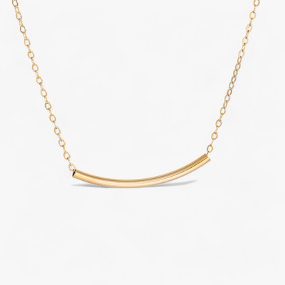 Dainty Curve Tube Bar Necklace, 1.25" Bar