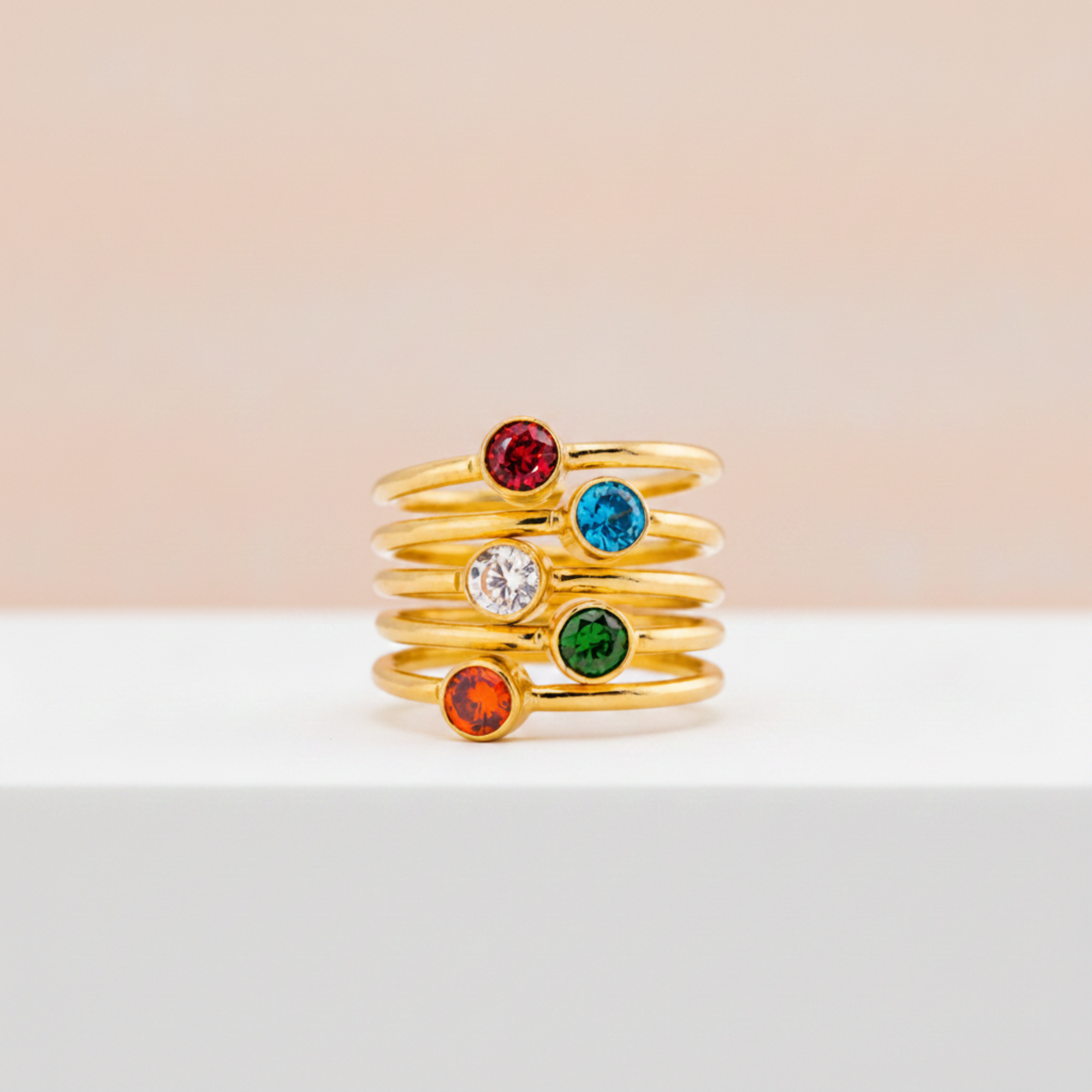 Birthstone Ring, Stacking Bezel Ring, Delicate Wire Ring with CZ Gemstone, Custom Stackable Ring
