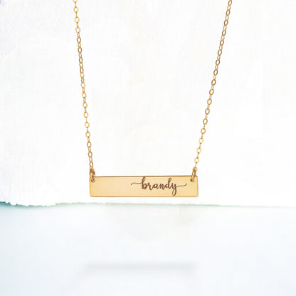 Customized Bar Necklace, 1.25" Bar Pendant