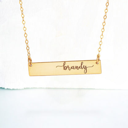 Customized Bar Necklace, 1.25" Bar Pendant