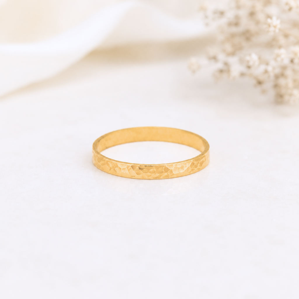 Custom Hammered Band Ring, Dainty Silver or Gold Fill Name Ring, Couple Initial Ring, Stackable