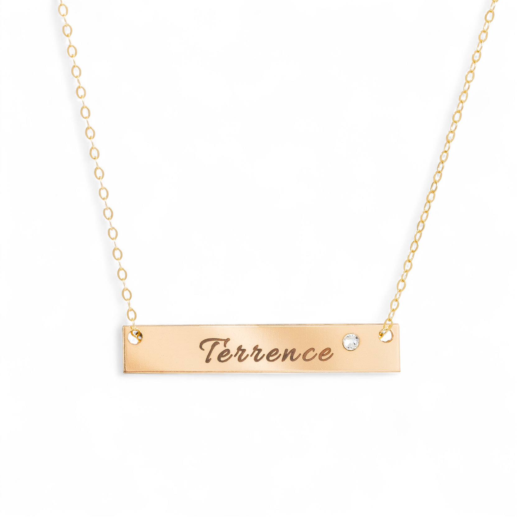 Nameplate Bar with Crystal Necklace, 1.5" Bar