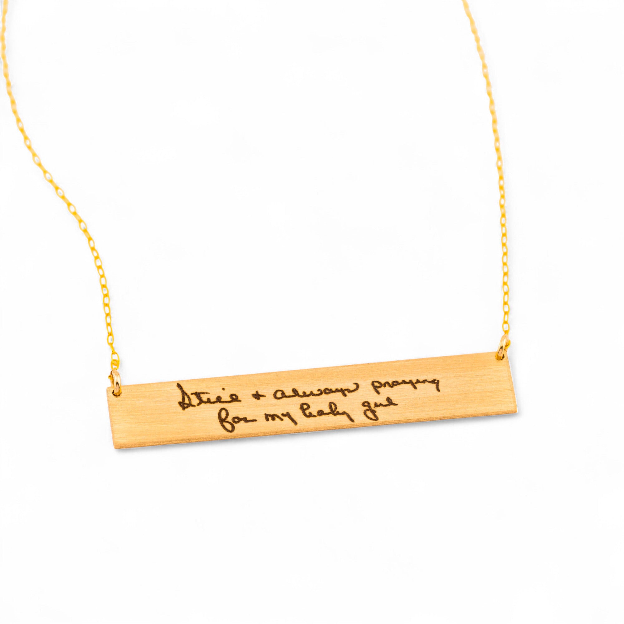 Customized Multiple lines Actual Handwriting Necklace, 2-inch Bar