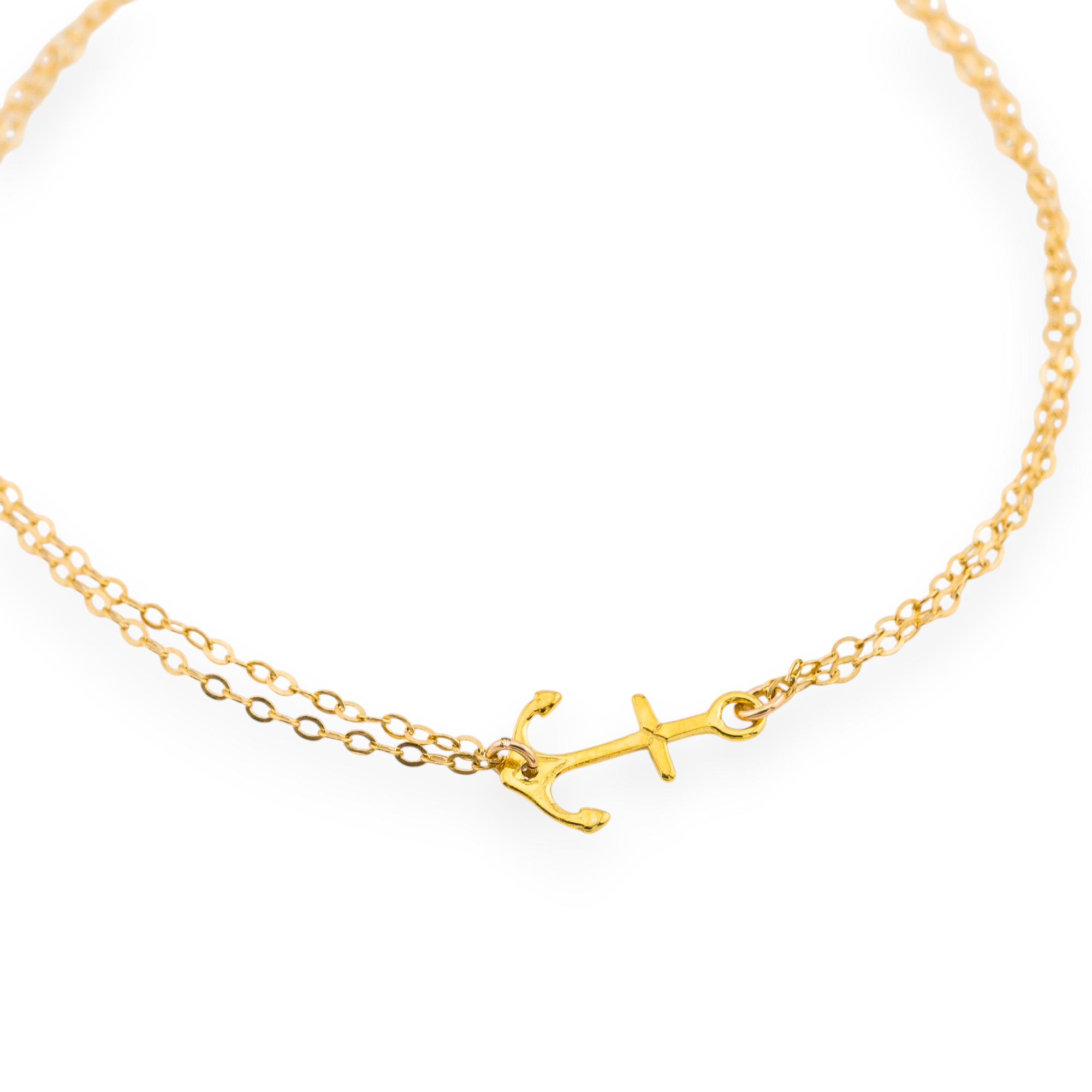 Small Anchor Bracelet with Double Chains