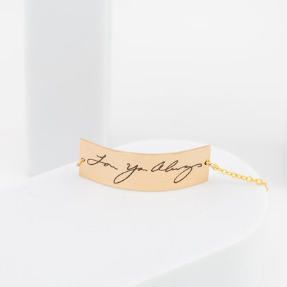 Actual Signature Handwriting Bracelet, 11 mm 2" bar