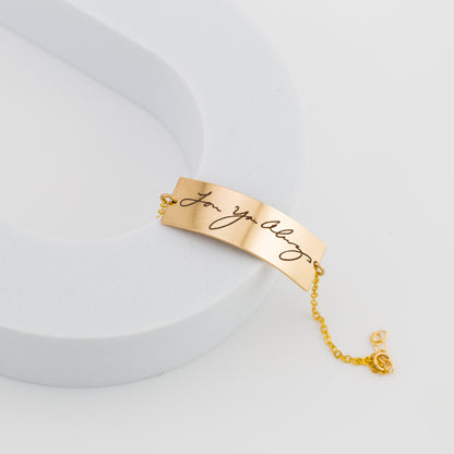 Actual Signature Handwriting Bracelet, 11 mm 2" bar