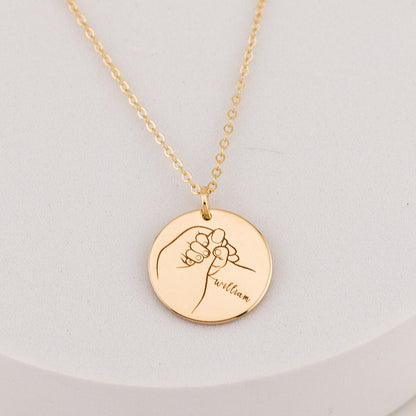 Mom Necklace with Kids Name, New Mom Necklace,  5/8" Disc