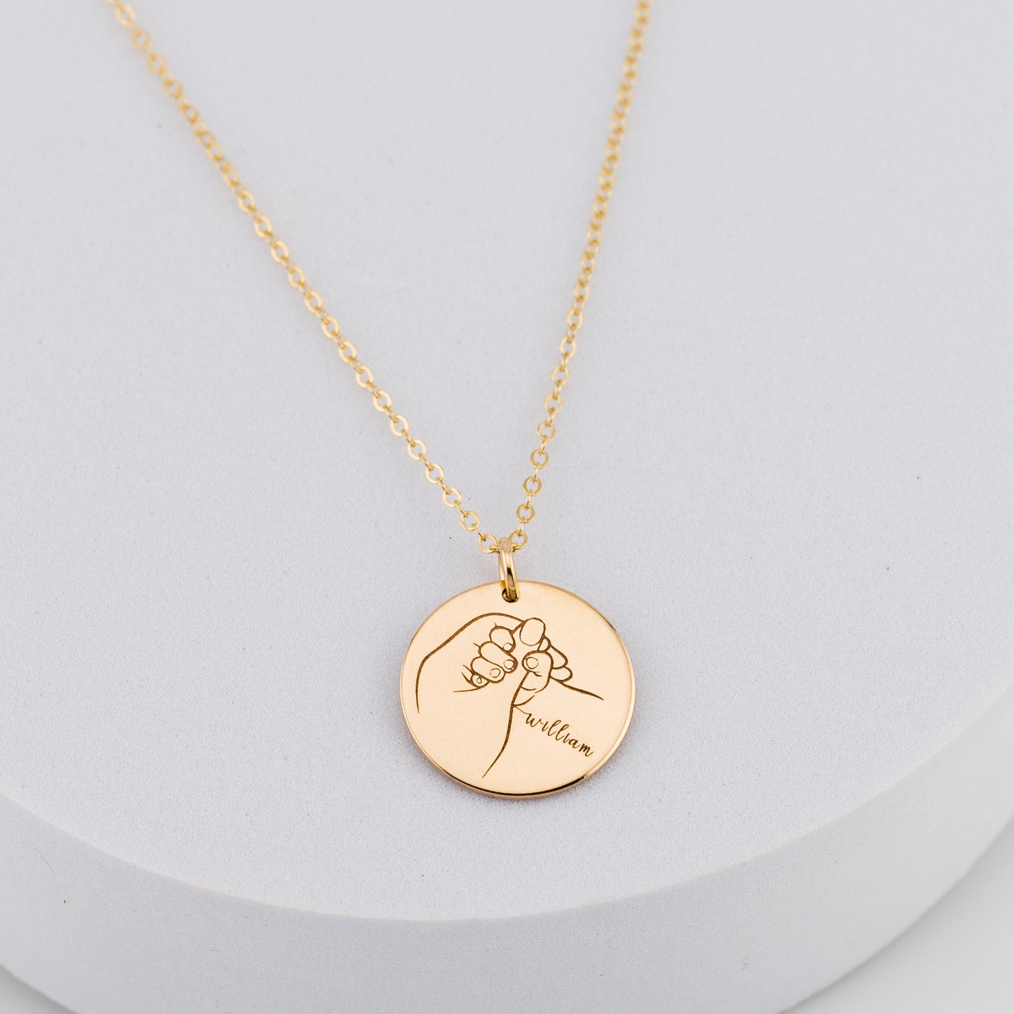 Mom Necklace with Kids Name, New Mom Necklace,  5/8" Disc