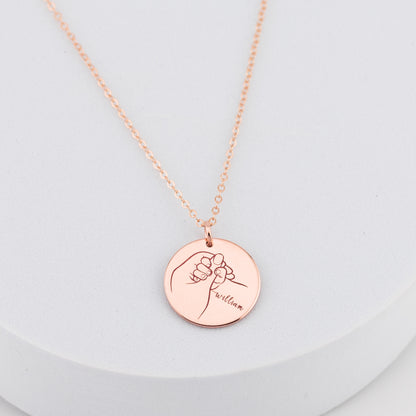 Mom Necklace with Kids Name, New Mom Necklace,  5/8" Disc